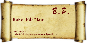 Beke Péter névjegykártya