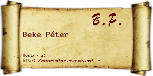 Beke Péter névjegykártya