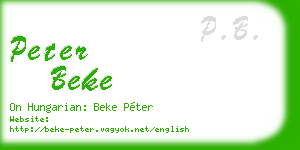 peter beke business card